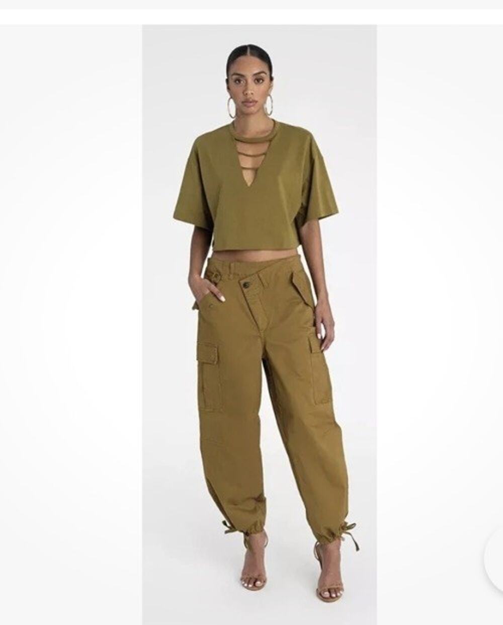 KBB by Kahlana The Cargo Jogger Mid Rise Straight Leg Dark Tan Pants - Sz XL